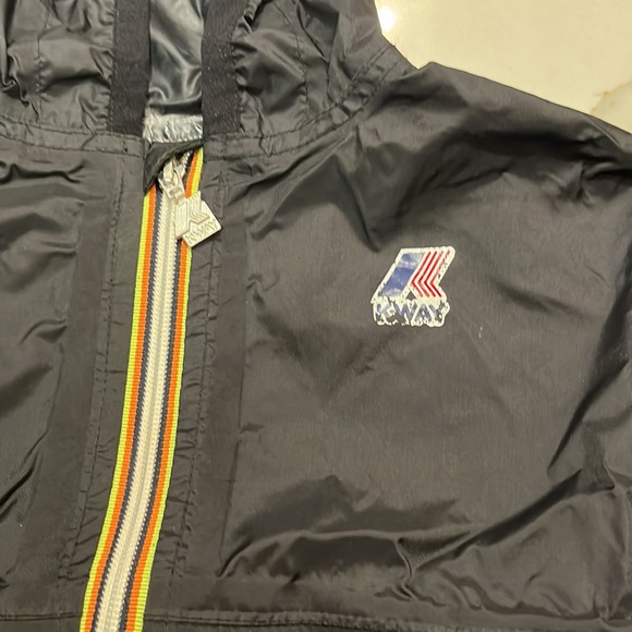 KIDS K-WAY PACKABLE FULL ZIP WINDBREAKER RAIN JACKET- BLACK 3T - Picture 4 of 5